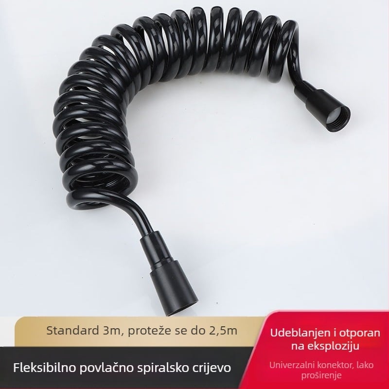 Tuš crijevo s PU visokim tlakom i teleskopskim cijevima, bakar+PU konstrukcija, navojni spojnici, model 4, nazivni tlak normalan