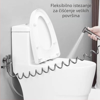Set pištolja za pranje WC-a s ugradbenom instalacijom, bakreno tijelo, dvostruki izlaz, kutni ventil