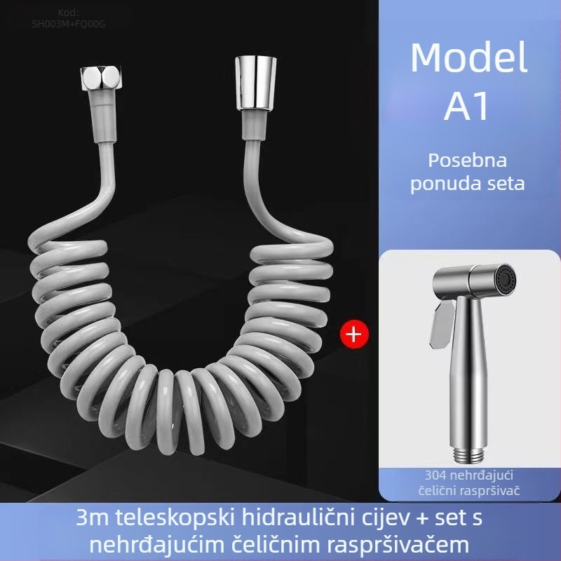 Set pištolja za pranje WC-a s ugradbenom instalacijom, bakreno tijelo, dvostruki izlaz, kutni ventil