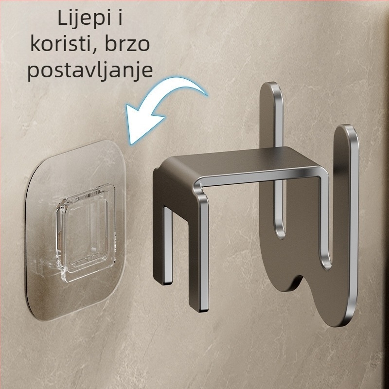 Zidni organizator papuča za kupaonicu, od ugljičnog čelika, bez bušenja, s odvodnim kukama, svijetao luksuzni stil