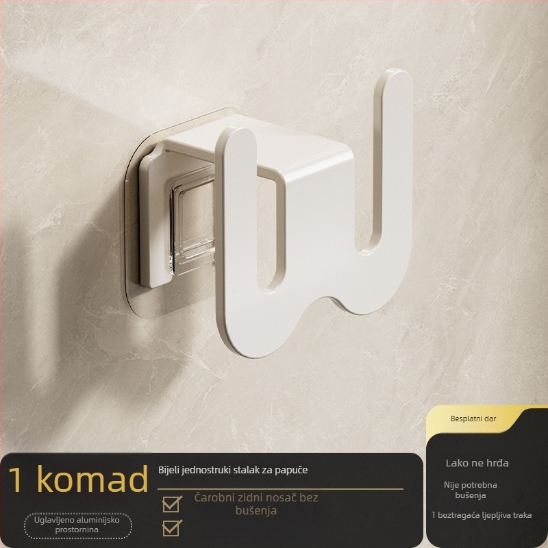 Zidni organizator papuča za kupaonicu, od ugljičnog čelika, bez bušenja, s odvodnim kukama, svijetao luksuzni stil