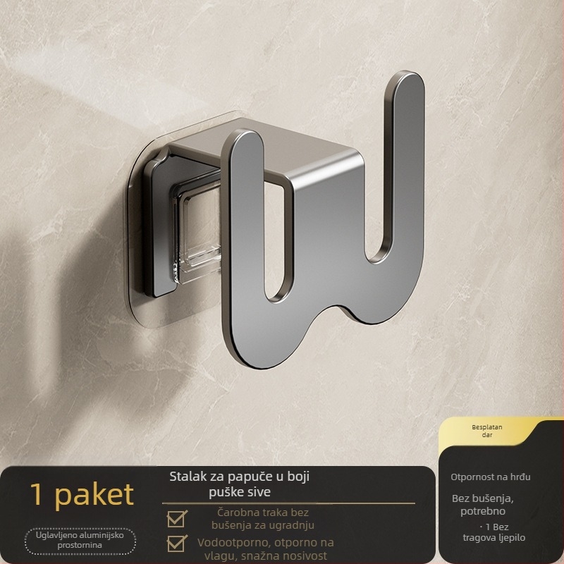 Zidni organizator papuča za kupaonicu, od ugljičnog čelika, bez bušenja, s odvodnim kukama, svijetao luksuzni stil