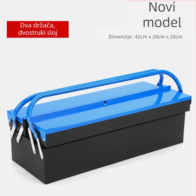 Kutija za alat s sklopivim dizajnom, produžena metalna kutija za alate, prijenosna s dvostrukim ručkama, nosivost 30 kg