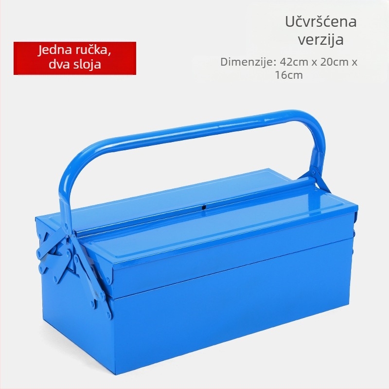 Kutija za alat s sklopivim dizajnom, produžena metalna kutija za alate, prijenosna s dvostrukim ručkama, nosivost 30 kg
