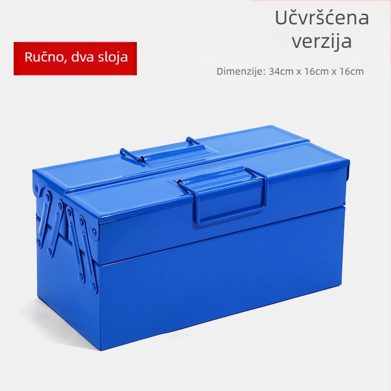 Kutija za alat s sklopivim dizajnom, produžena metalna kutija za alate, prijenosna s dvostrukim ručkama, nosivost 30 kg