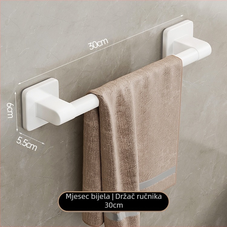 Zidni držač za ručnike s jednim šipkom, bez bušenja — aluminijska legura, lakirana površina, nosivost 100 kg, stil Light Luxury