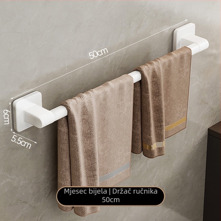 Zidni držač za ručnike s jednim šipkom, bez bušenja — aluminijska legura, lakirana površina, nosivost 100 kg, stil Light Luxury