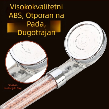 Prijenosna tuš glava s negativnim ionima, ABS materijal, masaža i kišne funkcije, navojna instalacija