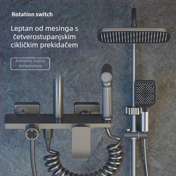 Set tuša sa zidnim montiranjem, kvadratna glava tuša, mesing, četiri postavke, dvostruka slavina, nosač za podizanje, model 8810