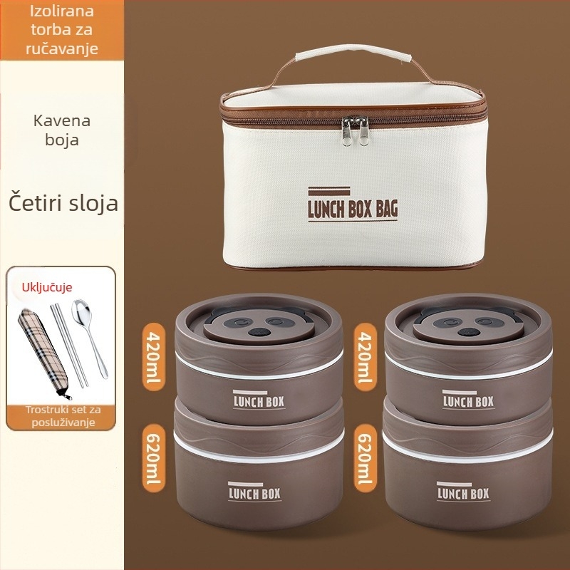 Kutija za ručak od 304 nehrđajućeg čelika, okrugla, mikrovalna sigurna, jednovrstan, mogućnost tiskanja logotipa