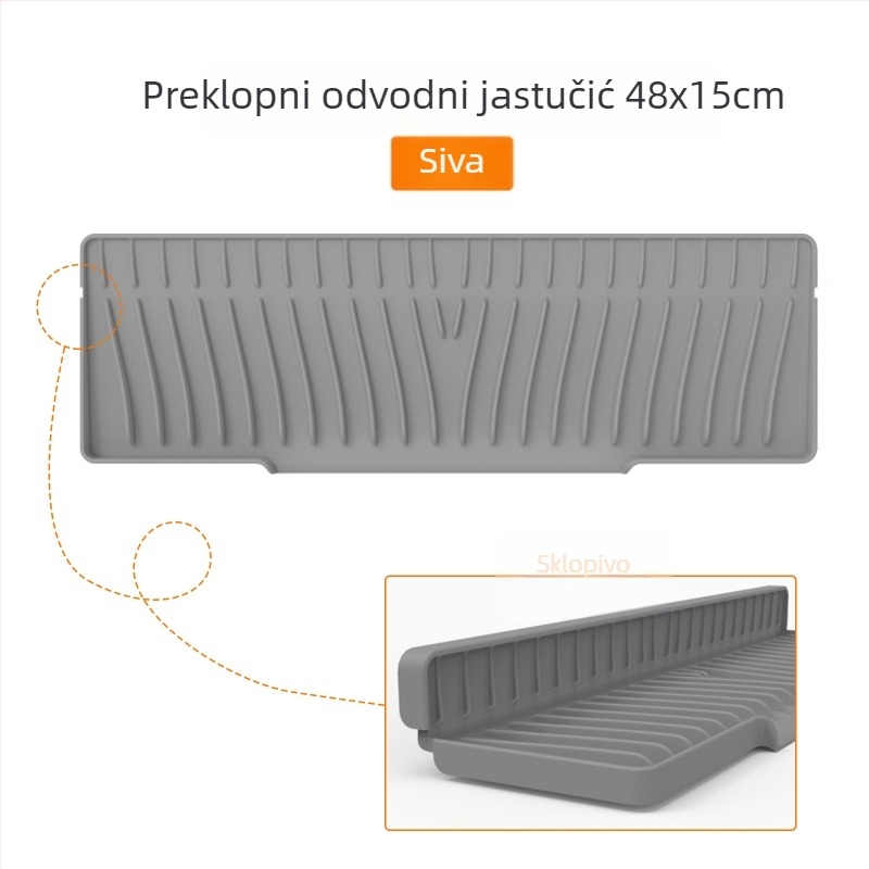 Kvadratna silikon drenažna podloga za sudoper s nagibom odvodnje i zaštitom od prskanja