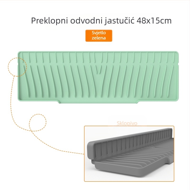 Kvadratna silikon drenažna podloga za sudoper s nagibom odvodnje i zaštitom od prskanja