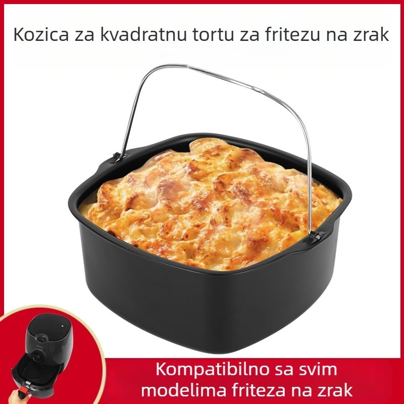 Kalup za tortu od ugljičnog čelika, okrugli i kvadratni, za dodatke za fritu na zrak, pakiranje 40 komada
