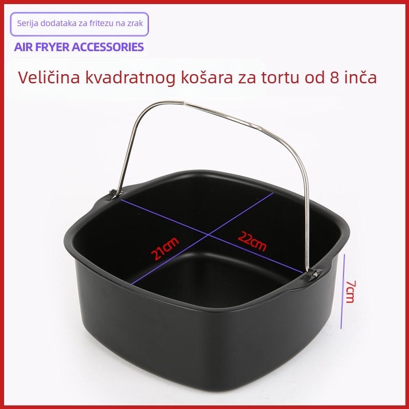 Kalup za tortu od ugljičnog čelika, okrugli i kvadratni, za dodatke za fritu na zrak, pakiranje 40 komada