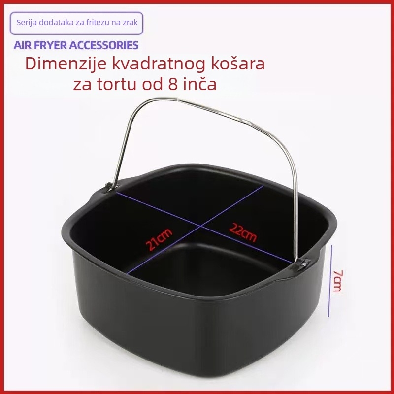 Kalup za tortu od ugljičnog čelika, okrugli i kvadratni, za dodatke za fritu na zrak, pakiranje 40 komada