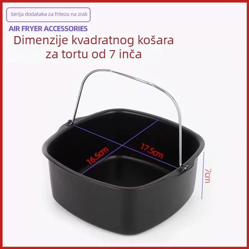 Kalup za tortu od ugljičnog čelika, okrugli i kvadratni, za dodatke za fritu na zrak, pakiranje 40 komada