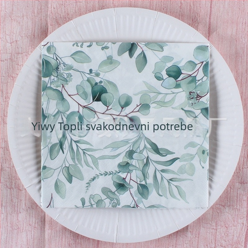 Salvete skandinavskim stilom tropičnog kišnog šume uzorka, 3-slojni, od virgin drvene pulpe, 20 listova, 70 g, mogućnost tiskanja logotipa