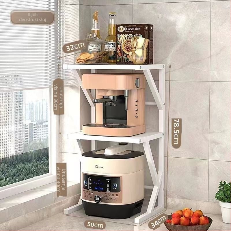 Držač za mikrovalnu pećnicu u kuhinji – radna ploha, karbonska čelika, izvlačni, dvostruki sloj, višestruka upotreba