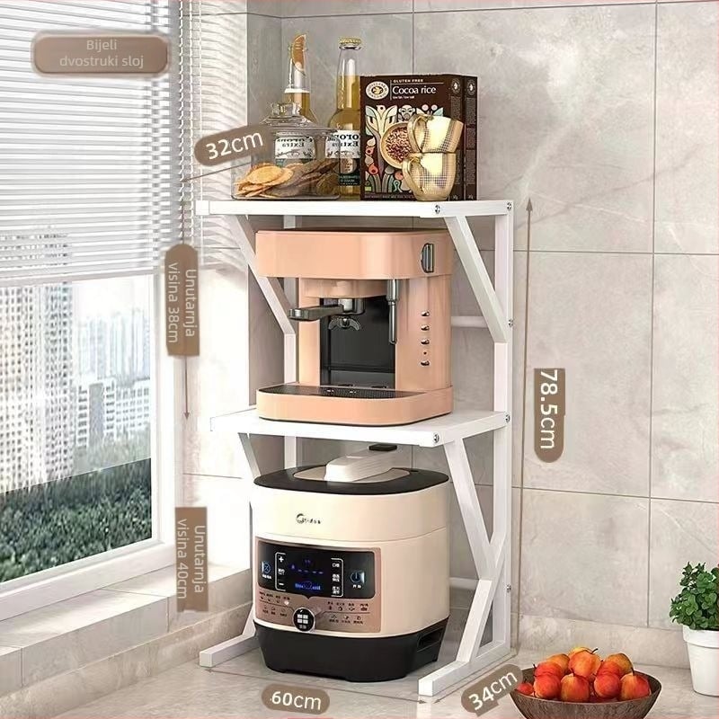 Držač za mikrovalnu pećnicu u kuhinji – radna ploha, karbonska čelika, izvlačni, dvostruki sloj, višestruka upotreba