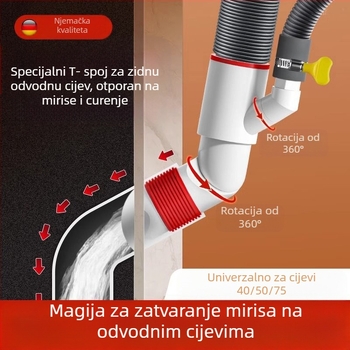 Zidni odvodni ventil s ABS+silikon, funkcija podizanja, britski oblik odvodnje, moderan minimalistički stil (Lj wall row)