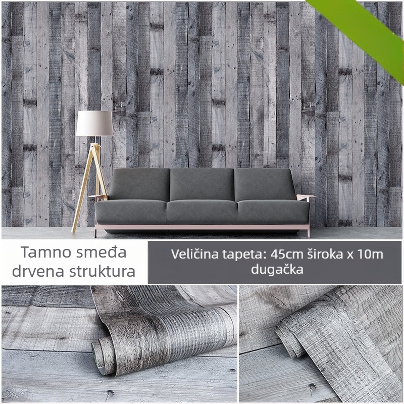 Samoljepljiva 3D tapeta s drvenim uzorkom, PVC, trostruka konstrukcija, vodootporna i otporna na vlagu, zidni dekor