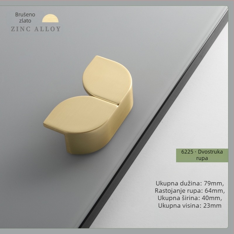 Par ručki za ormariće — cinkov spoj, elektroplatiranje, suvremeni minimalistički stil, model 6223-6225