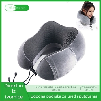 U-oblik jastuk za vrat od memorijske pjene za kancelarijsko dremanje i putovanja, podrška vratnoj kralježnici, jastuk za vrat za avion za odrasle