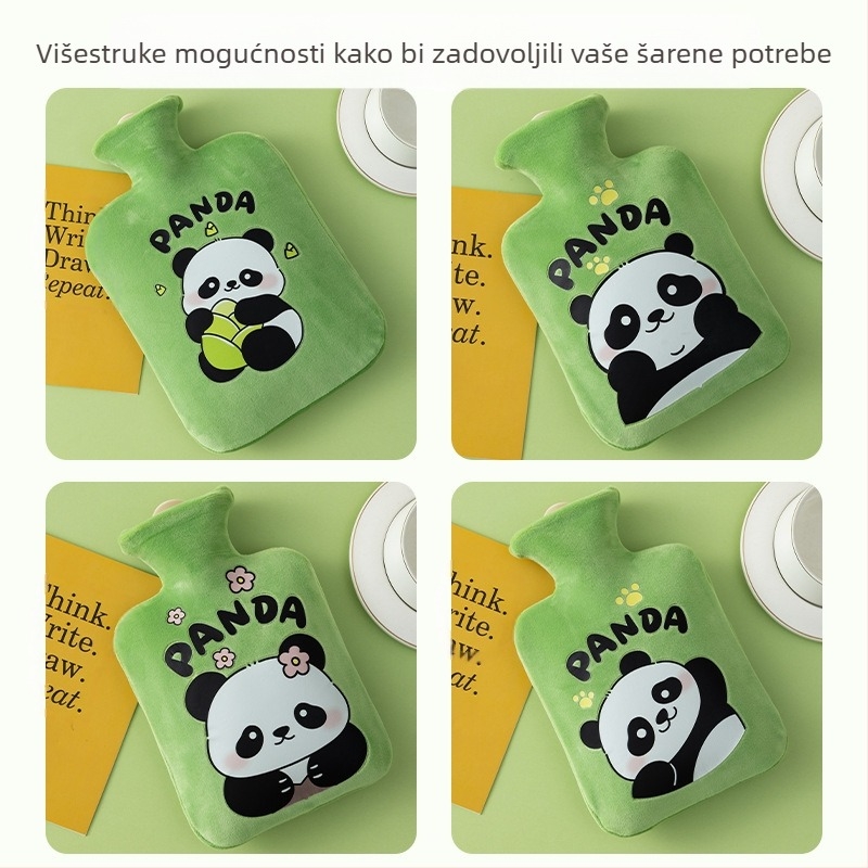 Topla boca za vodu napunjena vodom s umjetnom dlakom zeca, za zagrijavanje kreveta, trbuha i ruku