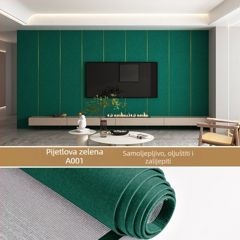 Laneno zidno platno, višeslojno reljefno, otporno na vlagu, dekor za spavaću sobu i pozadinu TV-a, moderni minimalistički stil