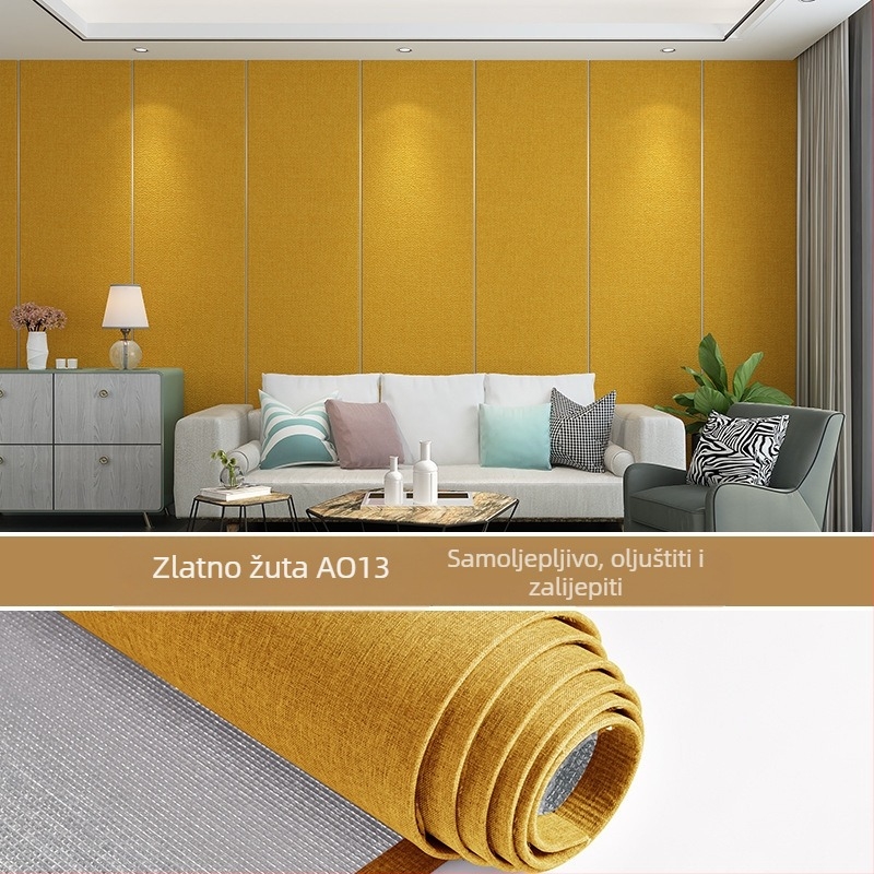 Laneno zidno platno, višeslojno reljefno, otporno na vlagu, dekor za spavaću sobu i pozadinu TV-a, moderni minimalistički stil