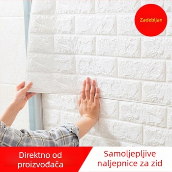 Samoljepljive 3D zidne pločice od pjene s uzorkom opeke, vodonepropusne i otporne na vlagu, debele zidne naljepnice