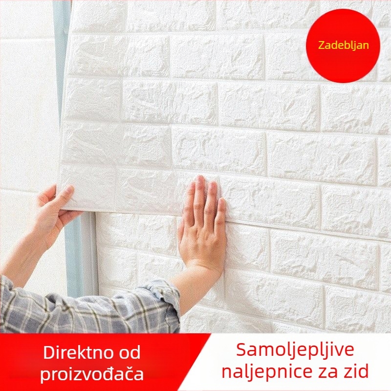 Samoljepljive 3D zidne pločice od pjene s uzorkom opeke, vodonepropusne i otporne na vlagu, debele zidne naljepnice
