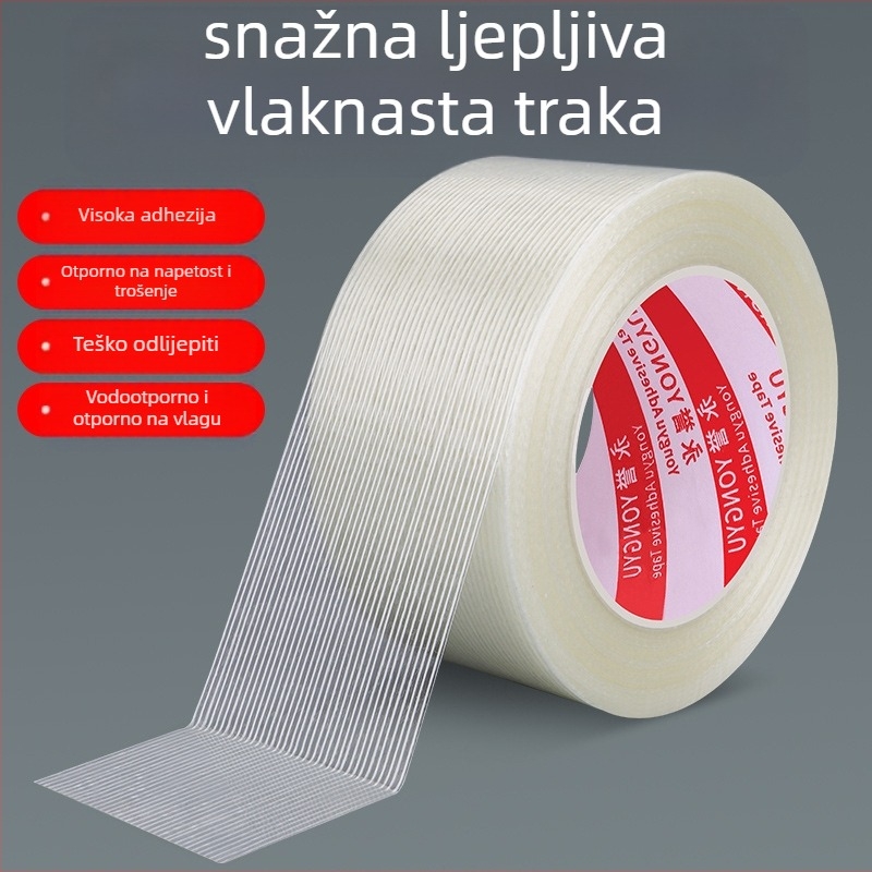 SX vlaknasta traka – akrilno ljepilo na vlaknasti podlogi, debljina 0,15 mm, adhezija 550 N/m, za industrijsko vezanje i učvršćivanje teških predmeta