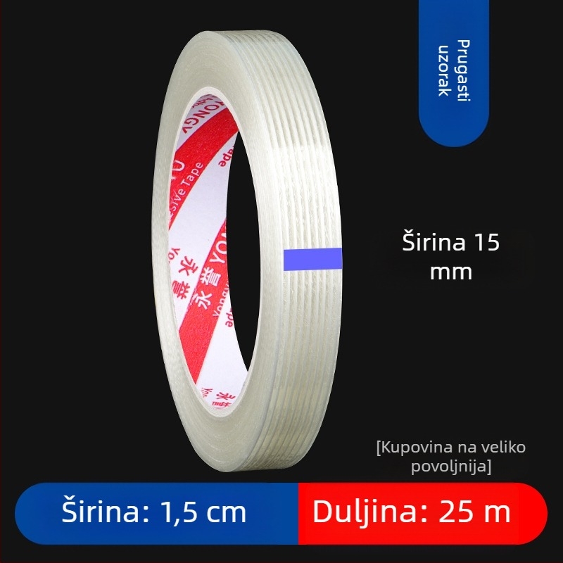 SX vlaknasta traka – akrilno ljepilo na vlaknasti podlogi, debljina 0,15 mm, adhezija 550 N/m, za industrijsko vezanje i učvršćivanje teških predmeta