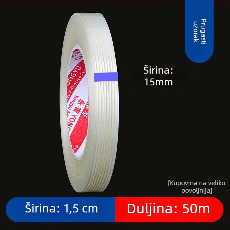 SX vlaknasta traka – akrilno ljepilo na vlaknasti podlogi, debljina 0,15 mm, adhezija 550 N/m, za industrijsko vezanje i učvršćivanje teških predmeta