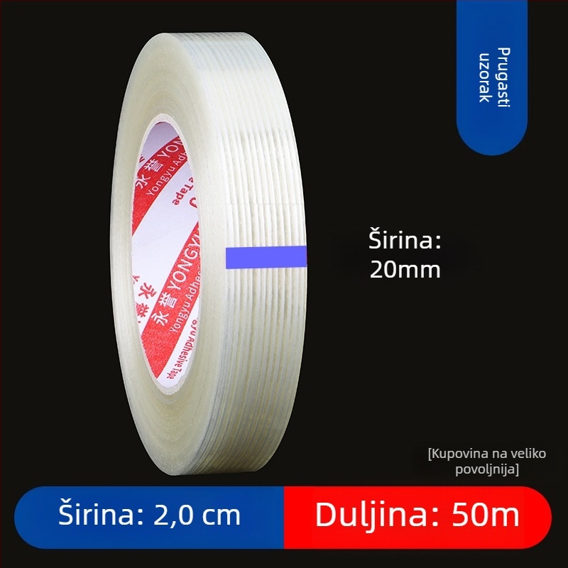 SX vlaknasta traka – akrilno ljepilo na vlaknasti podlogi, debljina 0,15 mm, adhezija 550 N/m, za industrijsko vezanje i učvršćivanje teških predmeta