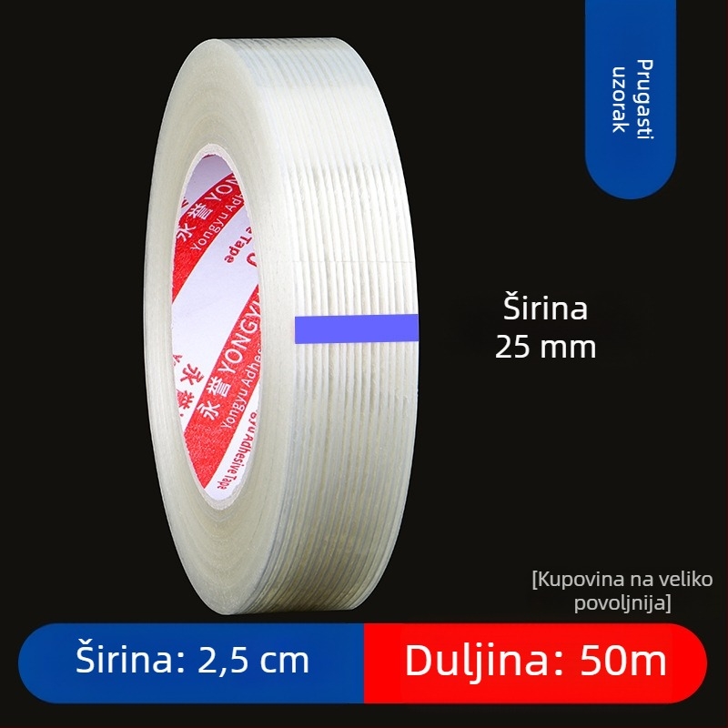 SX vlaknasta traka – akrilno ljepilo na vlaknasti podlogi, debljina 0,15 mm, adhezija 550 N/m, za industrijsko vezanje i učvršćivanje teških predmeta