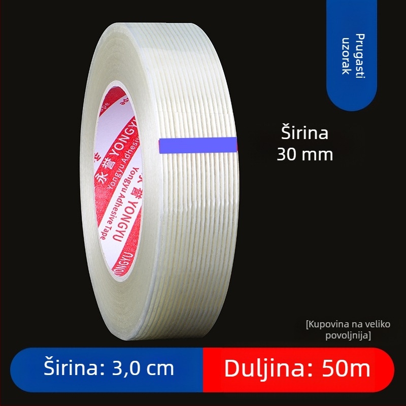 SX vlaknasta traka – akrilno ljepilo na vlaknasti podlogi, debljina 0,15 mm, adhezija 550 N/m, za industrijsko vezanje i učvršćivanje teških predmeta