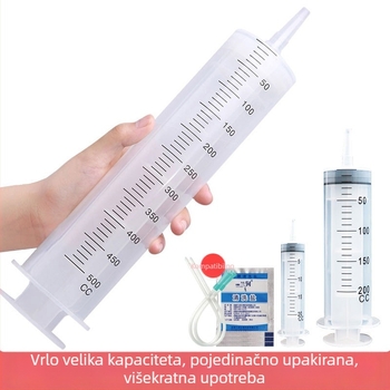 Plastična enema štrcaljka s graduacijom, pogodna za odrasle, pakirana u zasebno zatvorenoj vrećici