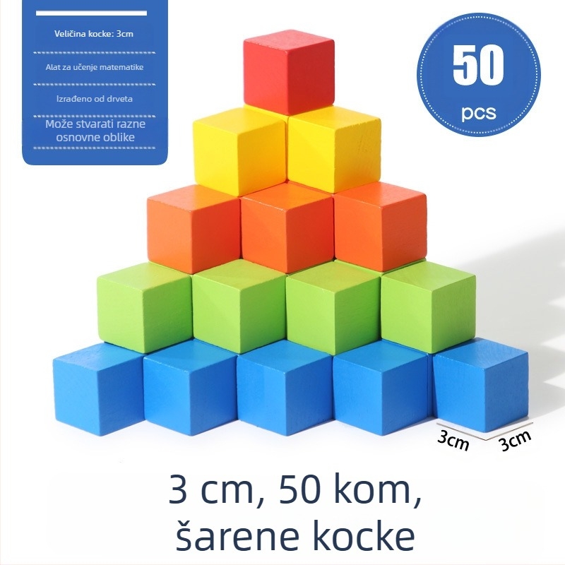 Drvene obrazovne građevne kocke za matematiku: drvo, uzrast 7–14 godina, 0–38 komada, vodena boja na bazi vode, ploča gustoće
