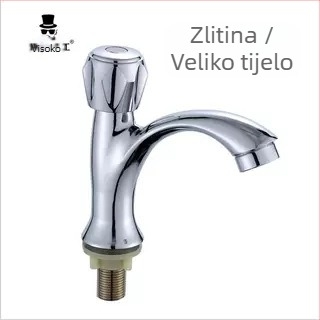 Slavina za umivaonik s hladnom vodom; tijelo od cinkove legure; keramički jezgra ventila; montaža: jedan otvor; otvaranje: ključ; radna temperatura 0–90°C