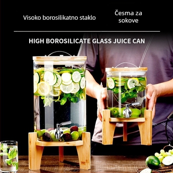 Zhenqi Staklena bačva za vino s slavinom – premium, moderni minimalistički stil, pogodna za vino, sokove i voćne čaje