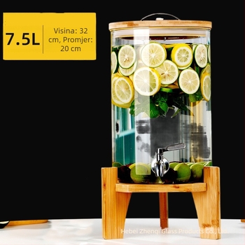 Zhenqi Staklena bačva za vino s slavinom – premium, moderni minimalistički stil, pogodna za vino, sokove i voćne čaje