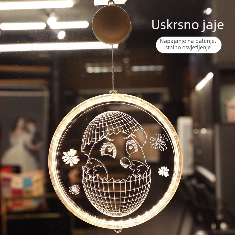 Viseća lampica za Uskrs s LED zekom, 3D dizajn, IP44, napon ≤36V, vijek trajanja 6000h