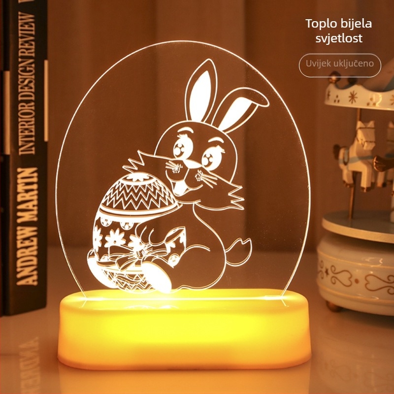 Viseća lampica za Uskrs s LED zekom, 3D dizajn, IP44, napon ≤36V, vijek trajanja 6000h