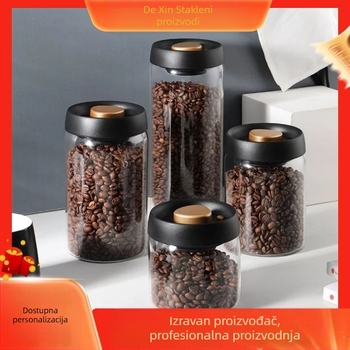 Vakuumska staklena posuda za čuvanje zrna kave – staklo visoke borosilikatne kvalitete, 501–800 ml, prilagodljivo, moderan minimalistički stil