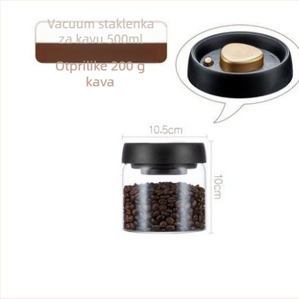 Vakuumska staklena posuda za čuvanje zrna kave – staklo visoke borosilikatne kvalitete, 501–800 ml, prilagodljivo, moderan minimalistički stil