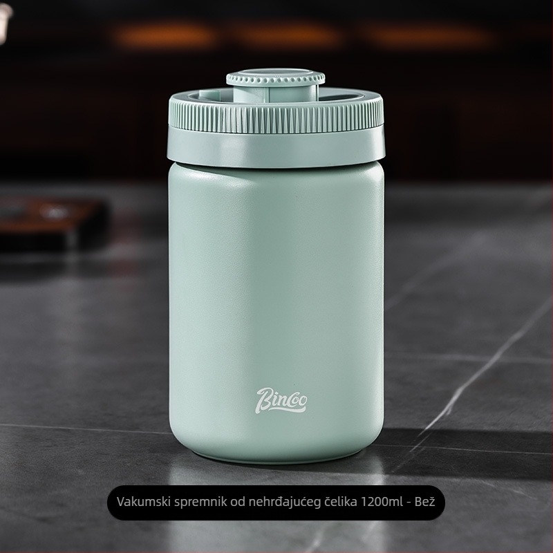 Bin Coo vakuumski spremnik za kavu, od nehrđajućeg čelika 304, otporan na svjetlo, okrugli oblik, japanski stil