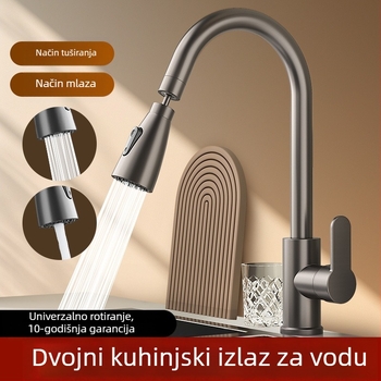 Latunska univerzalna slavina za kuhinju s glavom, jednostruka konstrukcija, keramički kartridž ventil, prilagodljivo