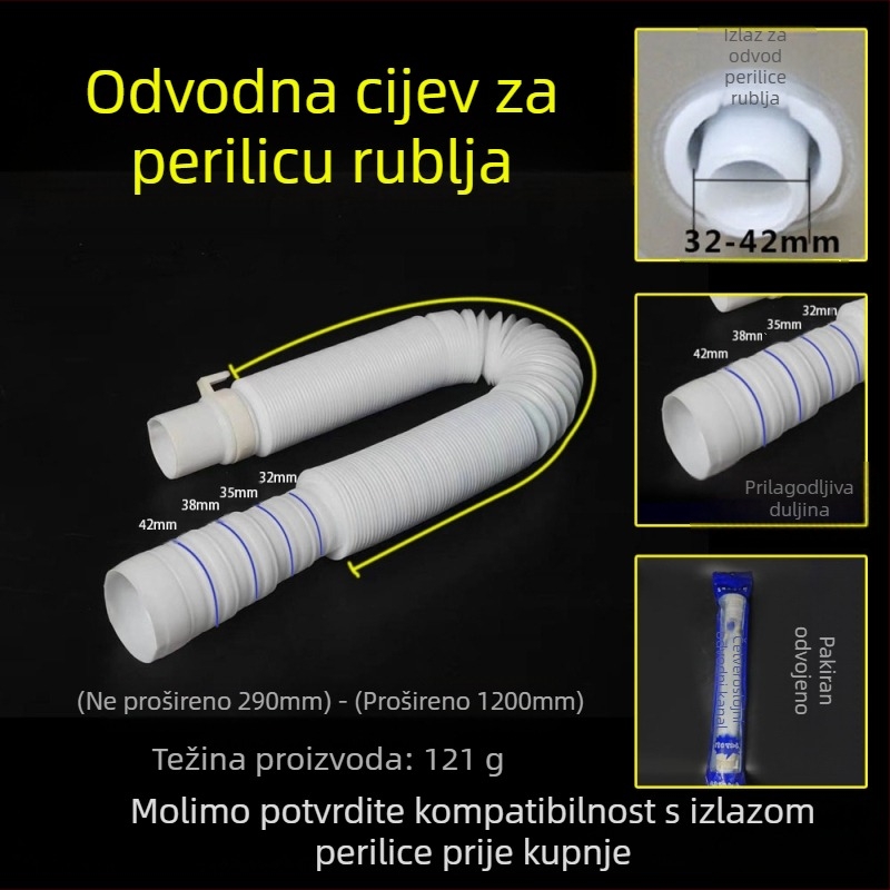 PVC produžni vod za ulaz vode u automatsku perilicu rublja s bubnjem, ručna ugradnja, model 4/6 točaka, tlak 1,6 MPa, radna temperatura 0–100°C